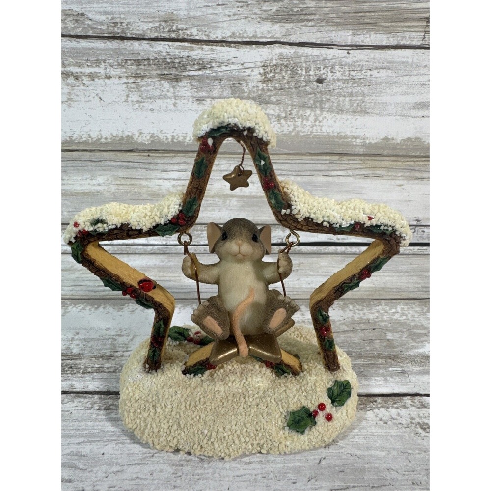 Charming Tails Figurine Fitz &‎ Floyd "Swinging on a Star" 87/107 Mouse on Swing